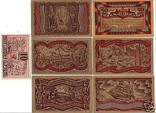 7 Banknoten Notgeld der Stadt Oldenburg 1918-1921