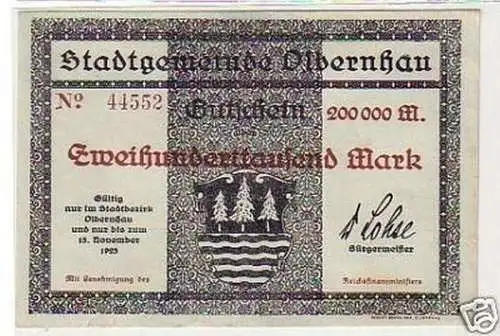 Inflation Banknote 200000 Mark Olbernhau 1923