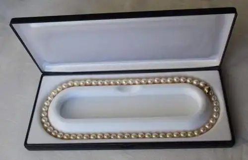 14 Karat Goldverschluss Kette Perlenkette 89 Perlen Ø 6,4 mm Länge 62cm (140863)