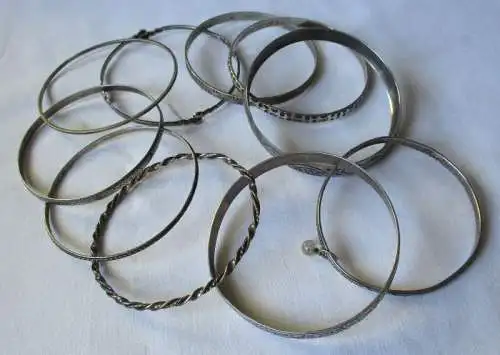 10 schöne silberne Armreifen Armband meist 835er Silber um 1930 (123480)