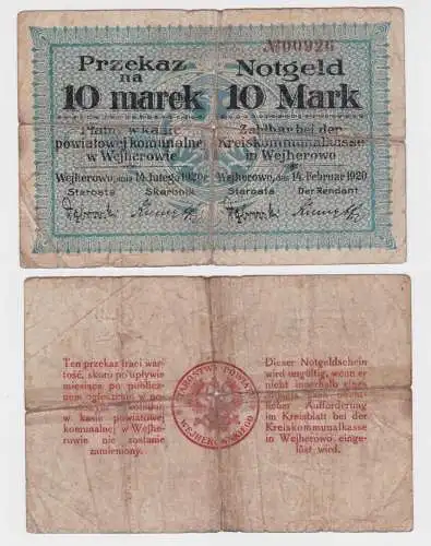 10 Mark Banknote Kreiskommunalkasse Wejherowo Neustadt Wpr. 14.02.1920 (163820)