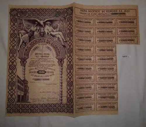 2500 Lei Aktie Prima Societate de Economie Bukarest 15. Februar 1940 (126737)