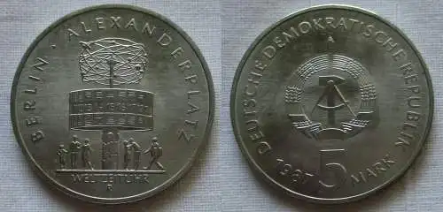 DDR Gedenk Münze 5 Mark 750 Jahre Berlin Alexanderplatz 1987 Stgl. (143387)