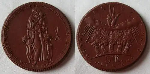 5 Mark Porzellan Münze Oberschlesiens Dank 1921 (153515)