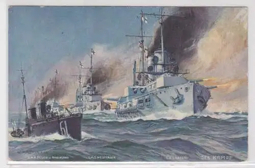 13310 Feldpost Ak Linienschiffe der "Nassau"-Klasse im Kampf 1917