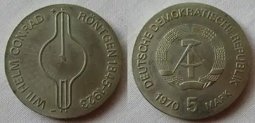 DDR Gedenk Münze 5 Mark Wilhelm Conrad Röntgen 1970 f.Stgl. (151902)