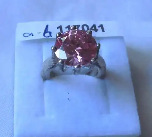 Hübscher Damen-Ring Silber 925 glitzernder rosa Stein (117041)