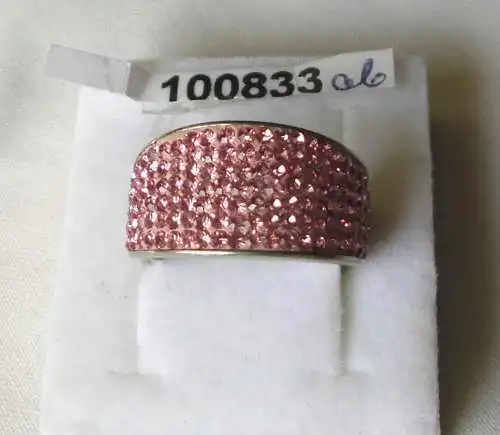 Schillernder Damen-Ring Silber 925 unzählige rosa Steinchen (100833)