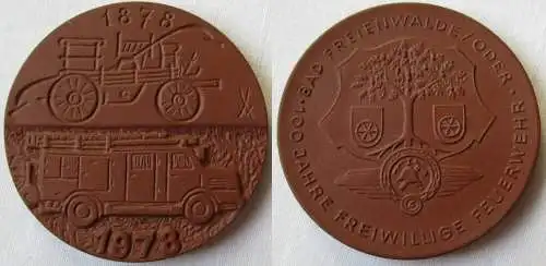 DDR Porzellanmedaille Bad Freienwalde 100 Jahre freiwillige Feuerwehr (149683)