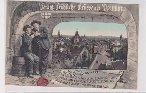 904919 Ak Humor Feucht-Fröhliche Grüsse aus Dortmund 1907