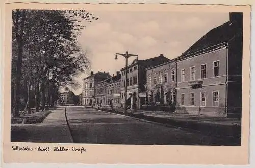 59117 Ak Schiebus Świebodzin Strassenansicht mit Geschäften um 1940