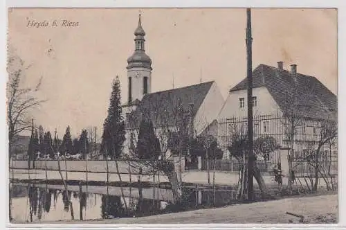 14339 Ak Heyda bei Riesa Kirche usw. 1919