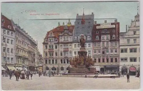 907838 Leporello Ak Gruß aus Leipzig Marktplatz mit Siegesdenkmal 1907