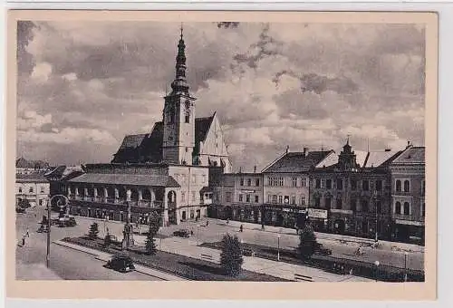 900257 Ak Proßnitz Prostějov Markt mit Geschäften um 1935