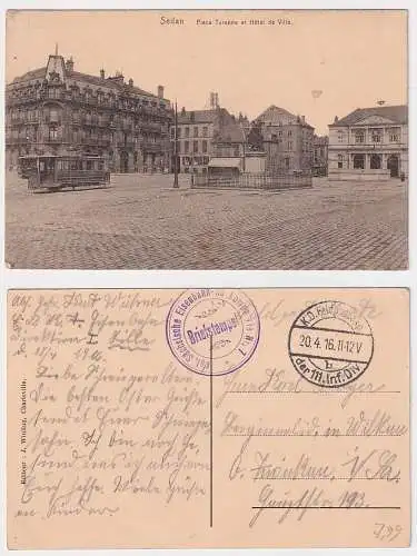 93264 Feldpost Ak Sedan Stempel kgl. sächs. Eisenbahnbaukompanie Nr.7, 1916