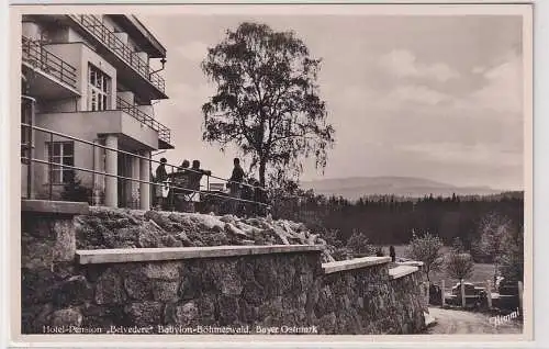 908380 Ak Hotel Pension "Belvedere" Babylon-Böhmerwald Bayer.Ostmark 1940