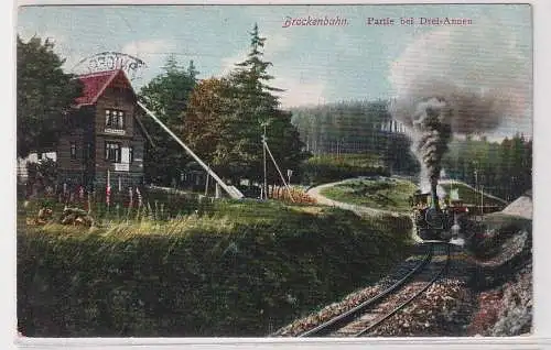 906709 Ak Brockenbahn Partie bei Drei Annen 1909