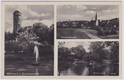 09164 Mehrbild Ak Burgstädt - Wettinhain und Gesamtansicht 1940