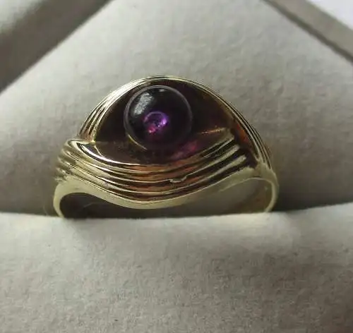 Dekorativer Damen Ring 585er Gold mit kleiner Amethyst Kugel (168038)