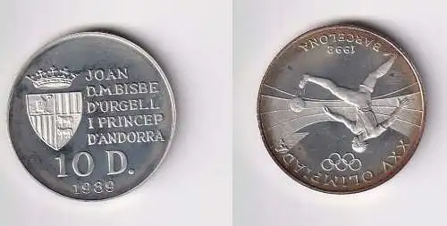 10 Diners Silber Münze Andorra 1992 Olympiade Barcelona 1989 (149082)