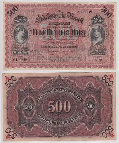 Banknote 500 Mark Sächsische Bank zu Dresden 1911 (155756)