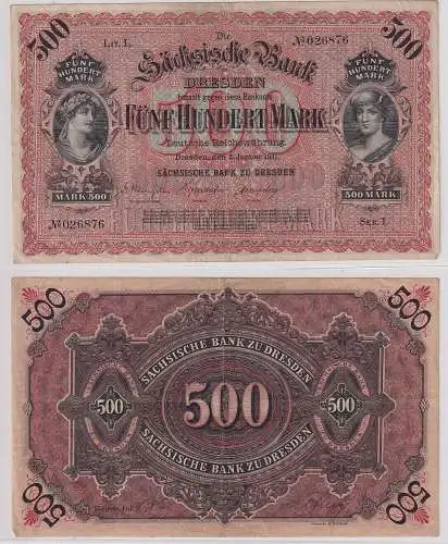 Banknote 500 Mark Sächsische Bank zu Dresden 1911 (154000)