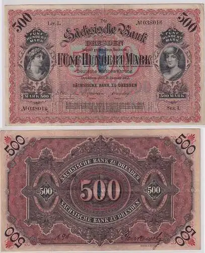 Banknote 500 Mark Sächsische Bank zu Dresden 1911 (158378)