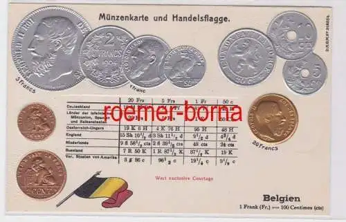 85920 Präge Ak mit Münzabbildungen Belgien um 1920