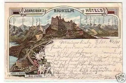 32272 Ak Lithographie Rigi Kulm Schreibers Hotels 1898