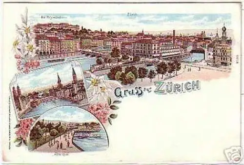 11066 Ak Lithographie Gruss aus Zürich um 1900