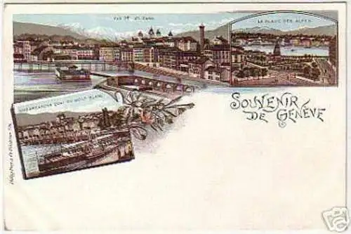 11068 Ak Lithographie Souvenir de Geneve um 1900