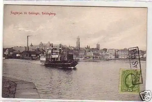 33530 Ak Helsingborg Ängfärjan till Helsingör 1909