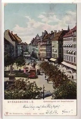 50799 Ak Strassburg i.E. Gutenbergplatz mit Gewerbslauben 1904