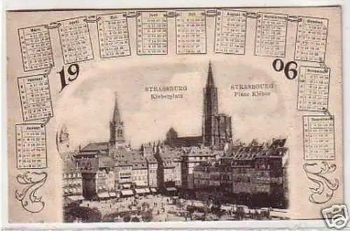 33764 Kalender Ak Strassburg Kleberplatz 1906