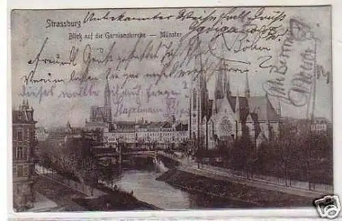 33768 Ak Strassburg Blick auf die Garnisionskirche 1904