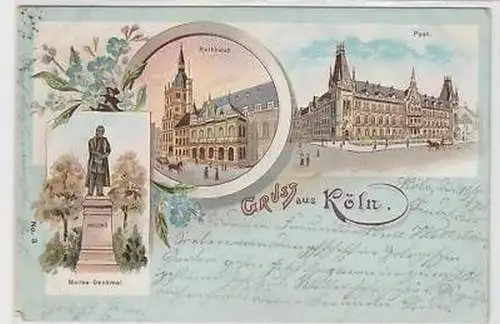 43146 Ak Lithographie Gruß aus Köln Post usw. 1901