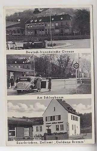 42658 Mehrbild Ak Saarbrücken Zollamt "Goldene Bremm" am Schlagbaum 1938