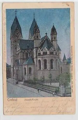 41655 Lunakarte Ak Crefeld Joseph Kirche 1906