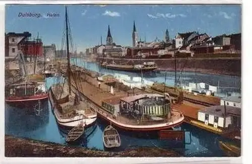 14638 Ak Duisburg Hafen mit Schiffen um 1920