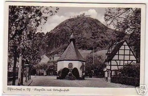 05337 Ak Rhöndorf am Rhein Kapelle mit Drachenfels 1940