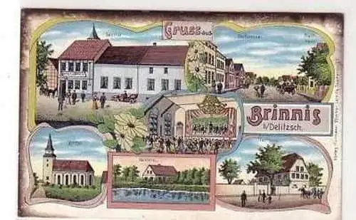 18701 Ak Lithographie Gruß aus Brinnis b. Delitzsch 1914