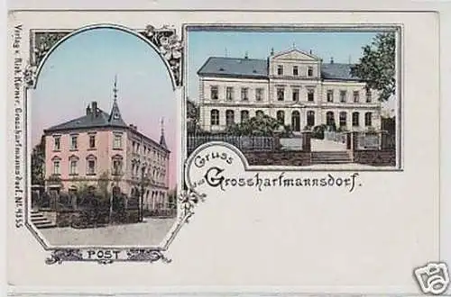 35252 Ak Gruß aus Großhartmannsdorf Post usw. um 1910