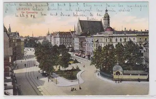 86874 AK Leipzig Der Thomasring mit Thomaskirche 1907