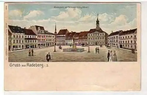 38291 Ak Gruß aus Radeberg Marktplatz 1903