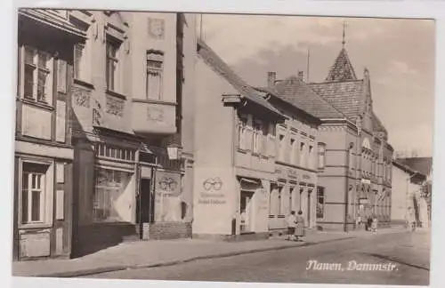 50202 Ak Nauen Dammstraße Straßenansicht mit Geschäften 1959