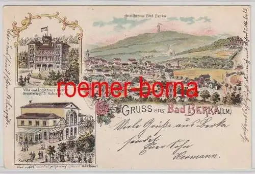 79400 Ak Lithografie Gruss aus Bad Berka (Ilm.) Kurhaus usw. 1902