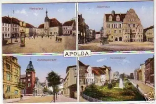 14511 Mehrbild-Ak Apolda Marktplatz Bahnhofstr. um 1920