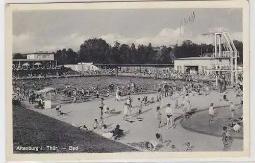 68151 Ak Altenburg in Thüringen Schwimmbad mit Sprungturm um 1930