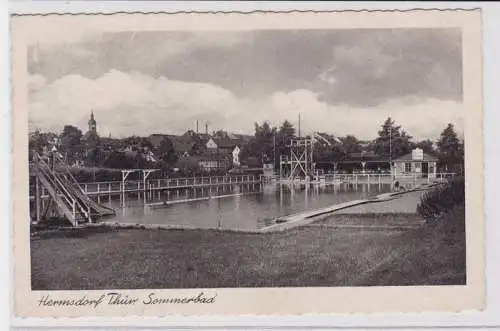 57870 Hermsdorf Thüringen Sommerbad mit Rutsche und Sprungturm 1953