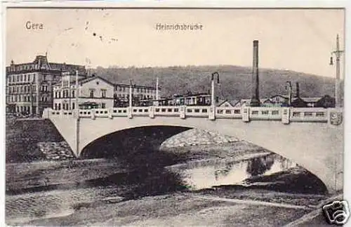 31345 Ak Gera Heinrichsbrücke mit Straßenbahn 1912